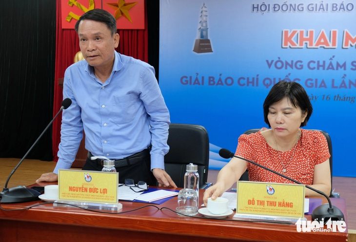 Ông Nguyễn Đức Lợi phát biểu tại khai mạc vòng chấm sơ khảo Giải báo chí quốc gia lần thứ 18 - Ảnh: ĐẬU DUNG